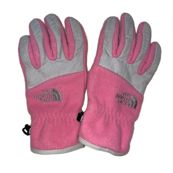 THE NORTH FACE girls pink fleece winter gloves in size girls large - Picture 1 of 4